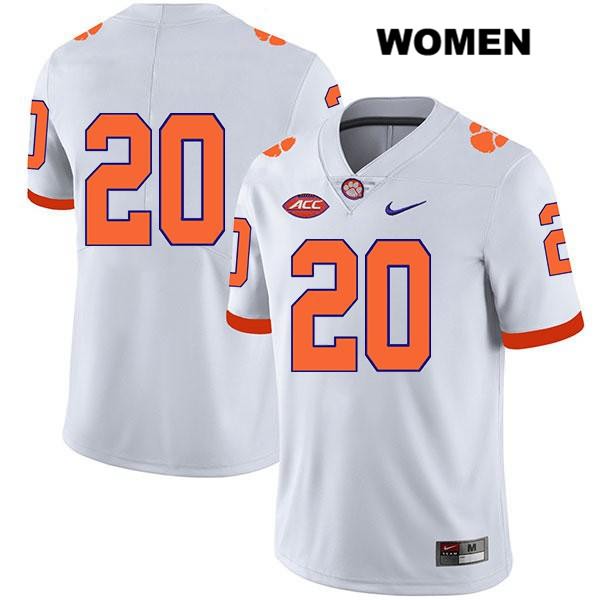 Women's Clemson Tigers #20 LeAnthony Williams Stitched White Legend Authentic Nike No Name NCAA College Football Jersey DJJ4546BP